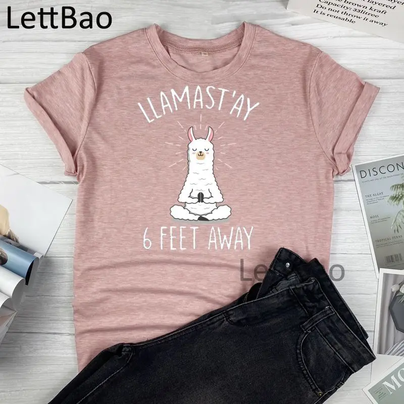 

Llamast'Ay 6 Feet Away Harajuku Aesthetic Women T Shirts Ullzang Funny Casual Vintage Tshirt 2021 Fashion Cotton O Neck Top Tees