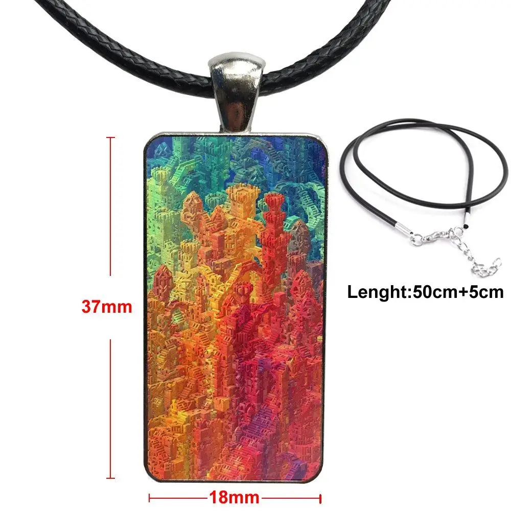 

Awesome Blocks Rainbow 3d Graphics Design Fashion Vintage Glass Women Rectangle Necklace Pendants For Lovers Best Friendship