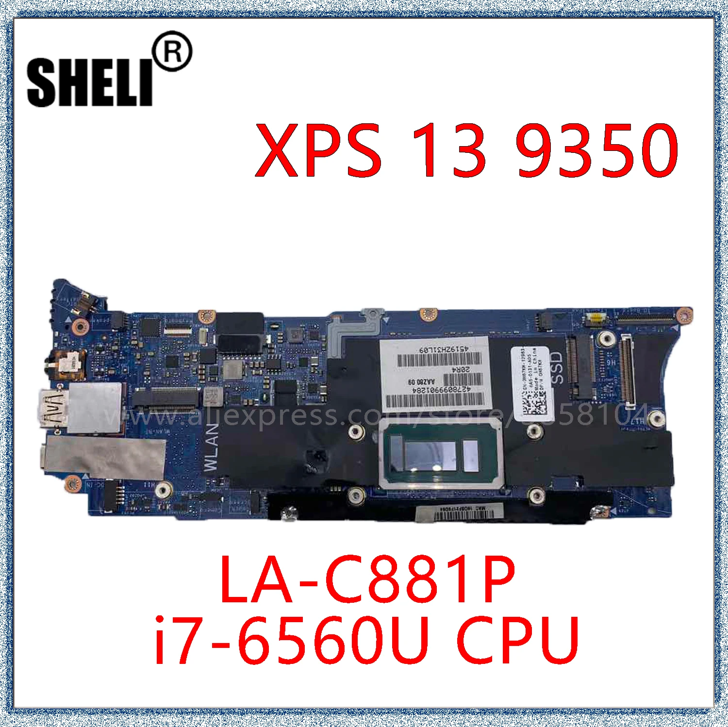 Шели для DELL XPS 13 9350 материнская плата портативного компьютера с I7-6560U 2 ГГц 16 Гб