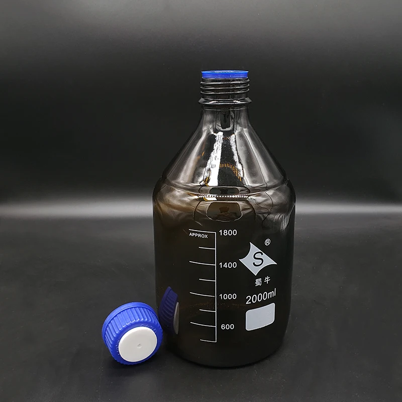 Brown Chromatography solvent bottle,Capacity 2000ml,1hole/2holes/3holes,Mobile phase bottle,Amber ordinary glass