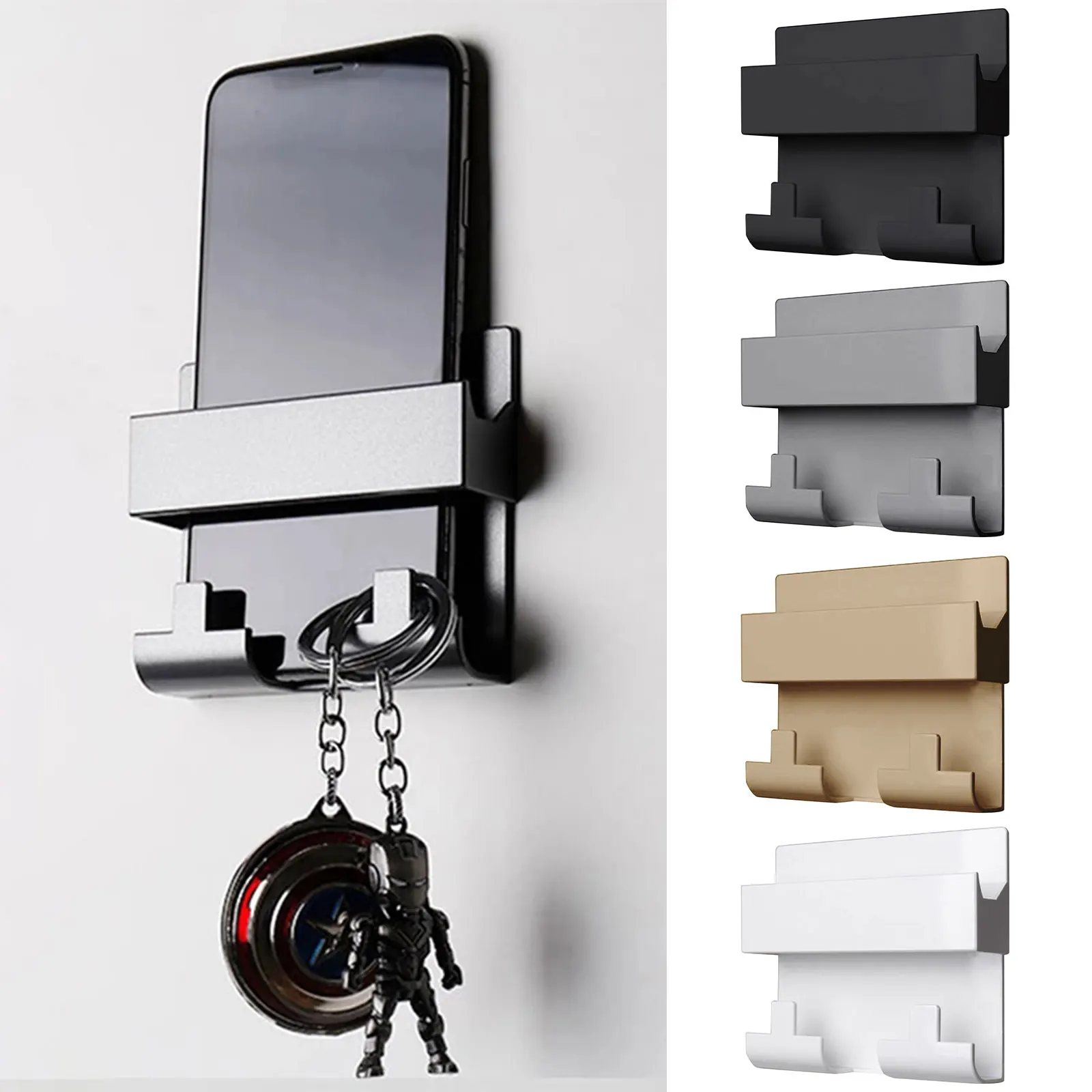 

Paste Style Mobile Phone Charging Holder Bracket Rack For Phone Keyring Wall Mount Stand Practical Wall Shelf Hotel Universal