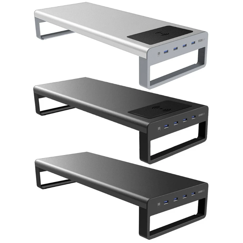 Offerte 2021 Nuovo Nuovo Supporto Per Monitor In Lega Di Alluminio Hub Staffa Da Tavolo Tablet Computer Supporto Per PC Dock Con Wifi Bluetooth USB3.0 Ricarica