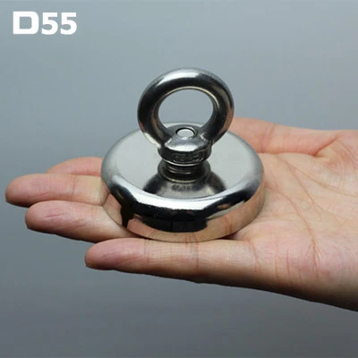 D55 (pull max 65KG) 1 шт./партия, сильное магнитное железо, речная рыбалка, приспособление для ловли рыбы, высокопрочный магнит, Круглый Мощный магнит - Цвет: D55 (pull max 65KG)