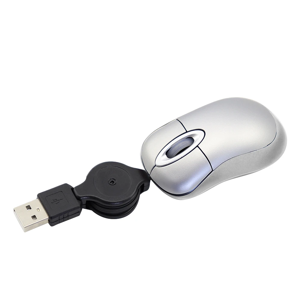

1600 DPI 3D Portable Mini Mouse with Stretchable Wire Cute Mause Backup Mice for Laptop Business Trip Office Small Hand Kids