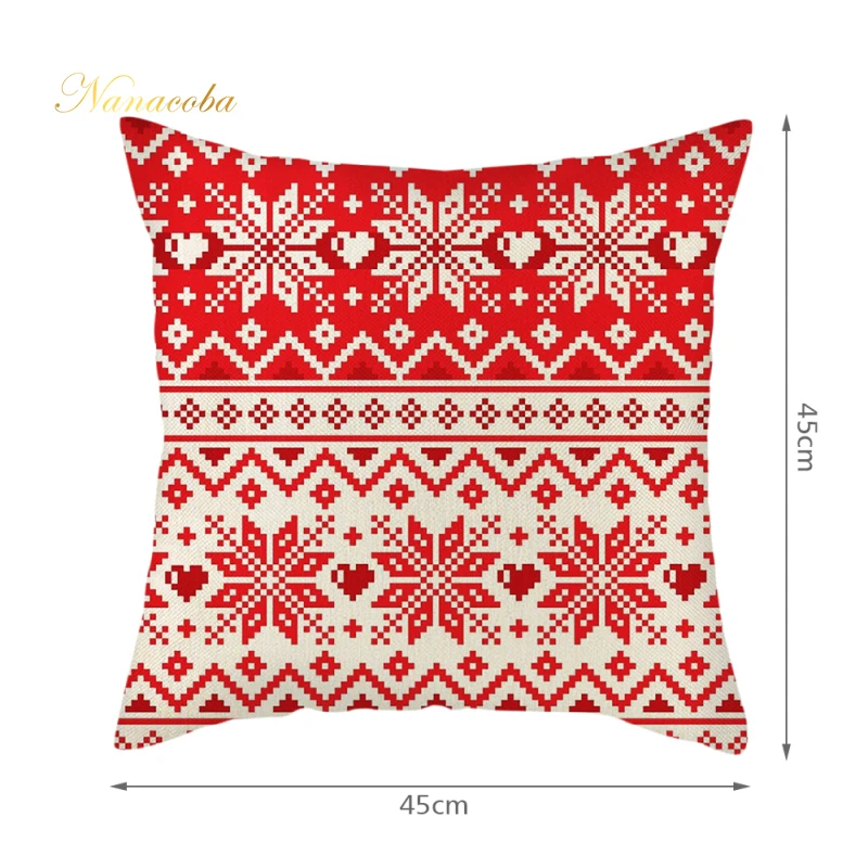 

Fuwatacchi Geometric Red Christmas Pillow Cover Stripe Cushion Cover Home Decorative Throw Linen Pillowcase Sofa Pillow Covers