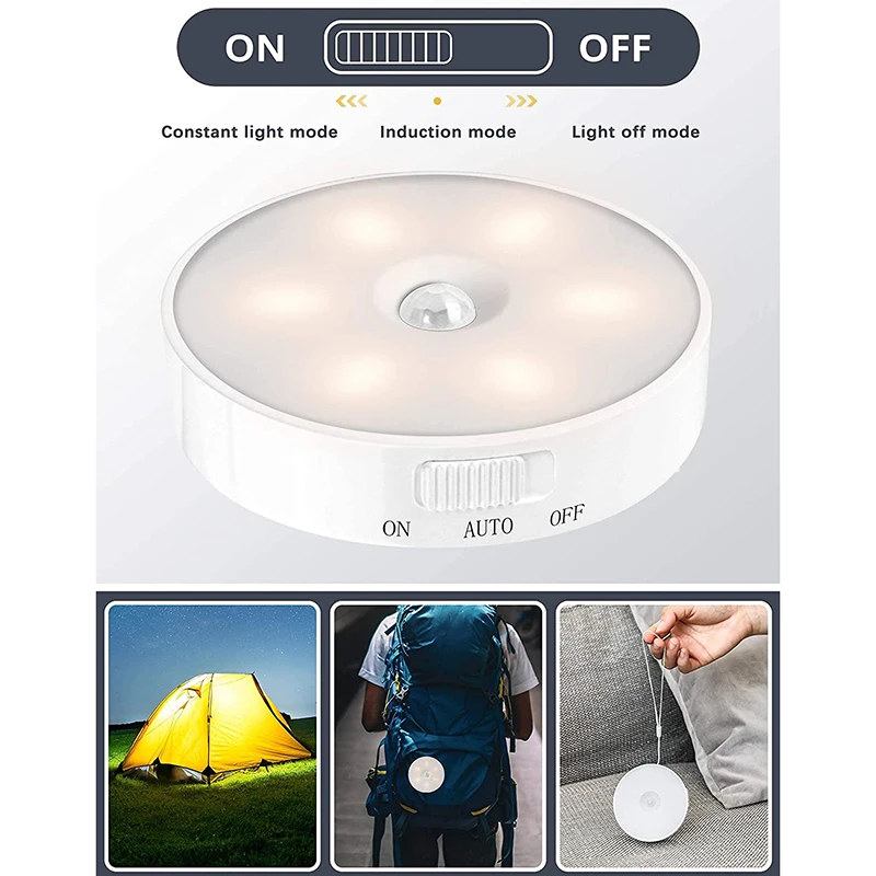 

Motion Sensor Light Puck Lights,4 Pcs Rechargeable Wireless Closet Light, Stick Anywhere Night Light for Under Cabinet