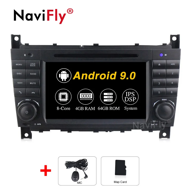 4GB-64GB-8 Core NaviFly ips DSP Android 9 автомобильный dvd-плеер для Benz W203 W209 W219 A-Class A160 C-Class C180 C200 2 Din радио gps ADAS DVR Carplay - Цвет: 4GB-64GB-8 Core