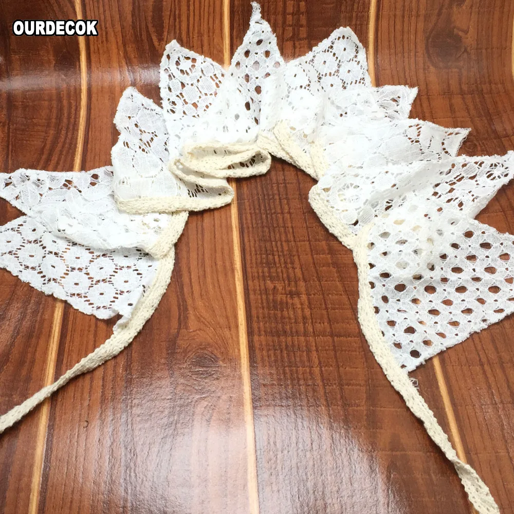 10Pcs/lot Vintage 2.1M White Cotton Lace 10 Flags Bunting Pennant Banner for Wedding Holiday Party Celebration Decoration | Дом и сад