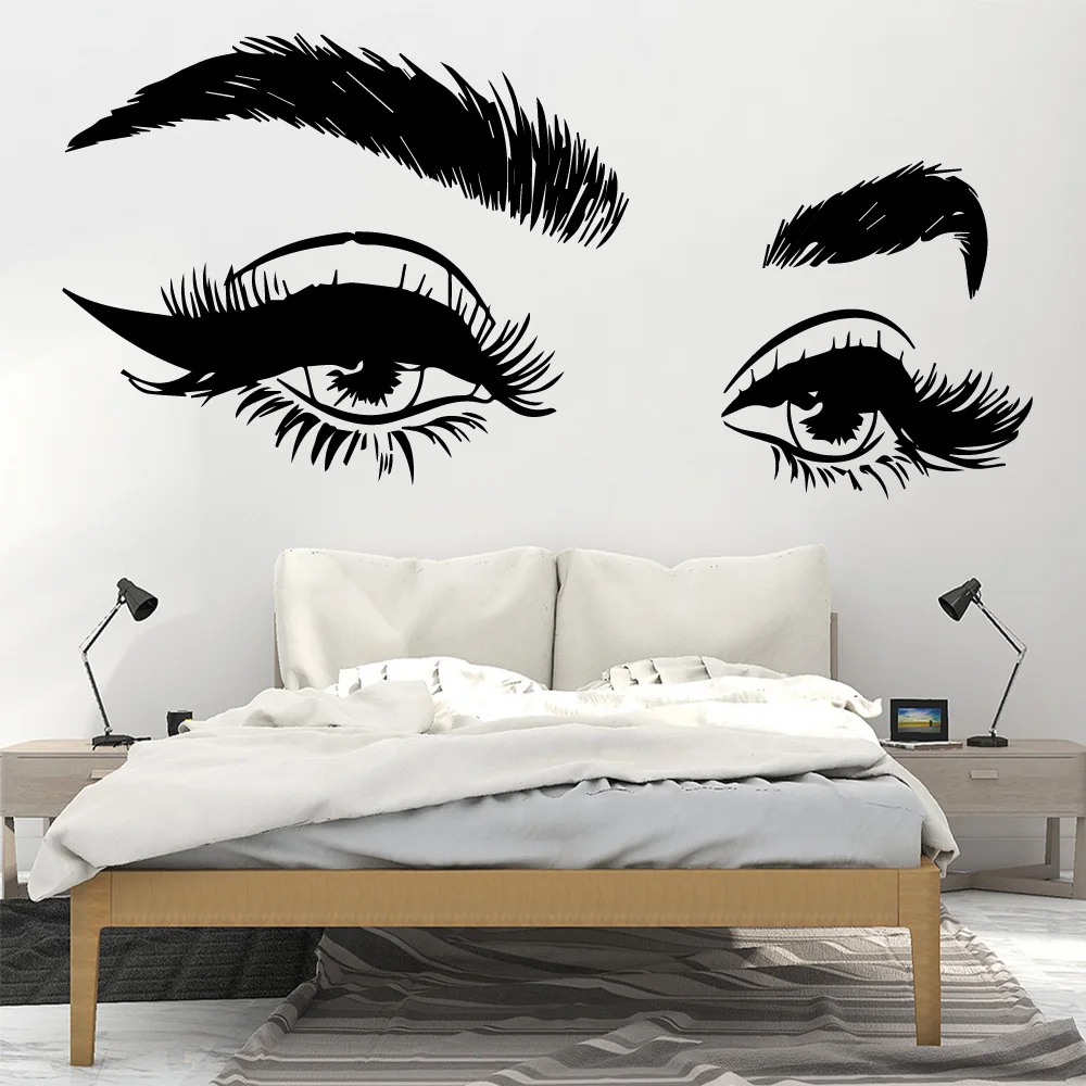 

Beautiful Eyelashes Eye Vinyl Deca Wall Sticker For Beauty Salon Decoration Art Mural