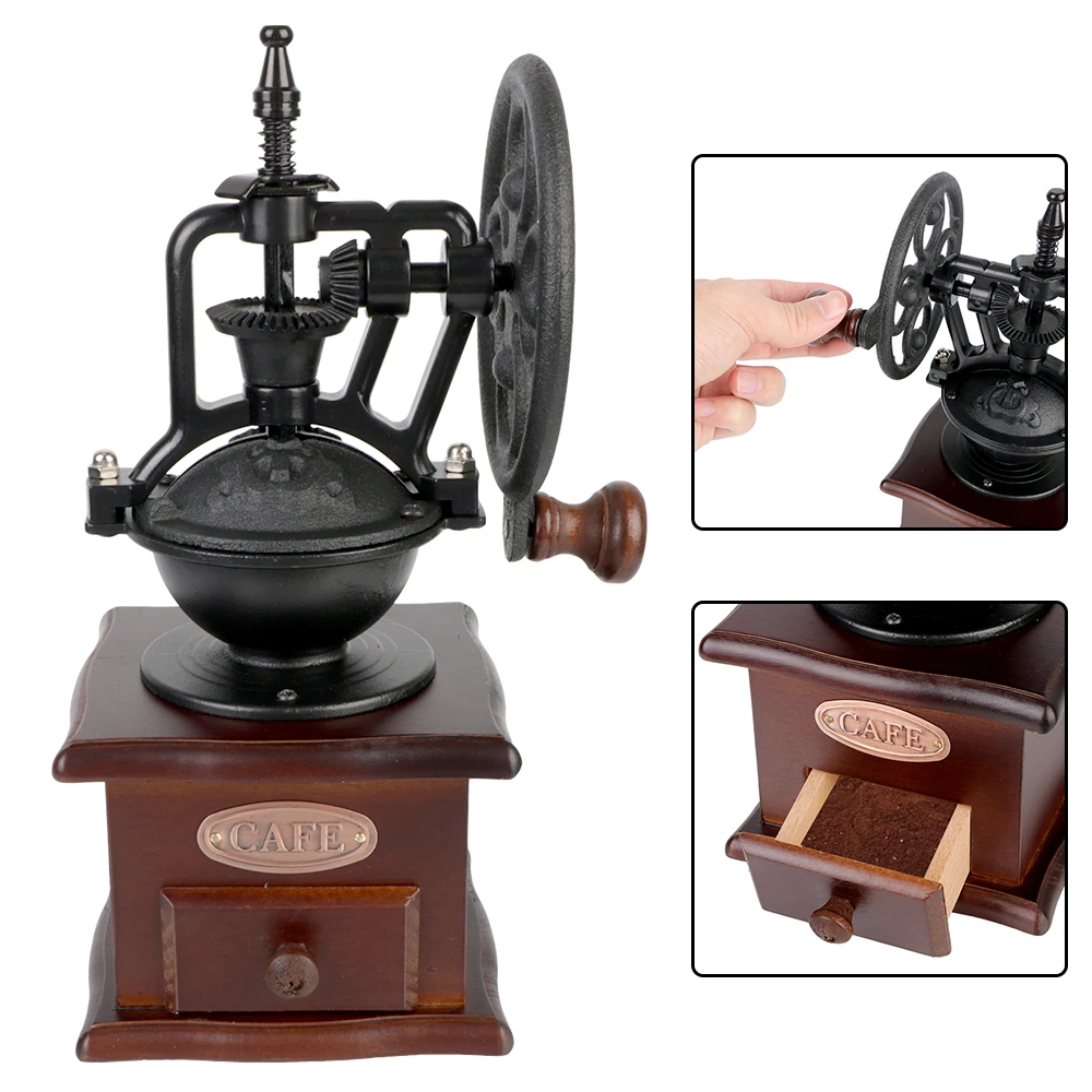 

Ручная работа кофейные зерна ретро винтажная мини мельница для специй шлифовальный деревянный кухонный инструмент ручная кофемолка ручна...