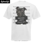 Летняя футболка мужская белая собака Mugshot бык-футболка с фотографией терьера преступник K9 футболка с О-образным вырезом футболка