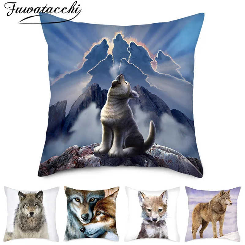 Fuwatacchi дикого волка Фото Чехлы яростное животное наволочка с рисунком подушки