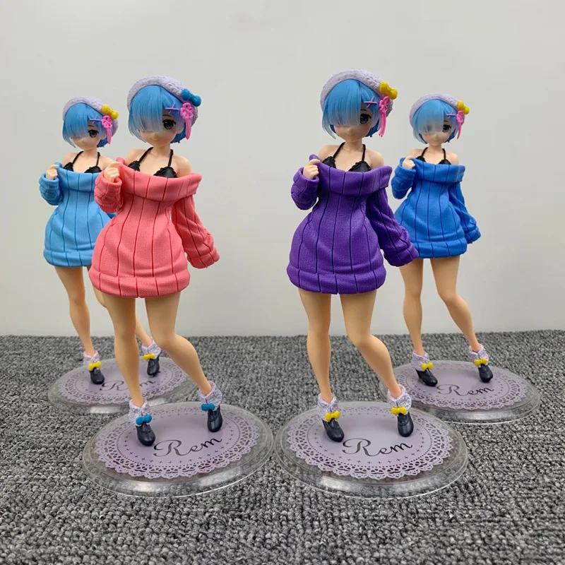 

Anime Cartoon Re:Life In A Different World From Zero Winter Sweater Rem Figure 24CM Re: Zero Statue Rem Action Figure Model Toy