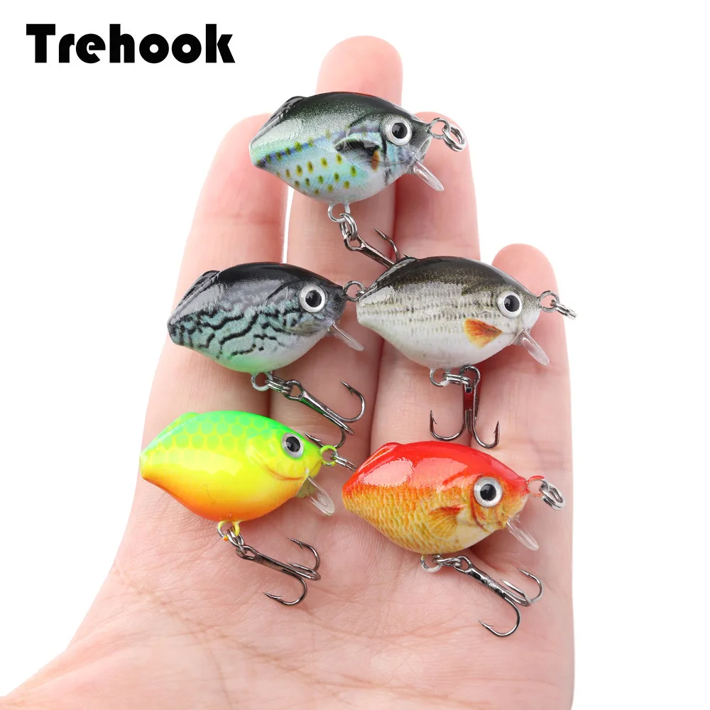 TREHOOK 5 шт. кроличьи рыбки мини приманки рыболовные набор воблеров для рыбалки