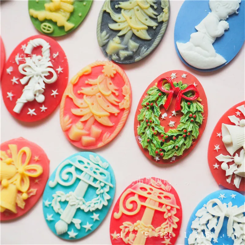 30pcs/bag Resin Retro Christmas Patch Decoration Accessories Slime Toys Polymer Clay Molds Playdough DIY Cream Glue Mud Material | Игрушки и