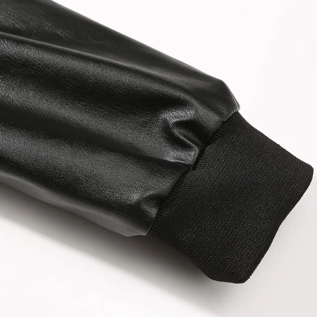 

Spring and autumn women's Leather Jacket Women's baseball collar thin women's leather jacket faux leather