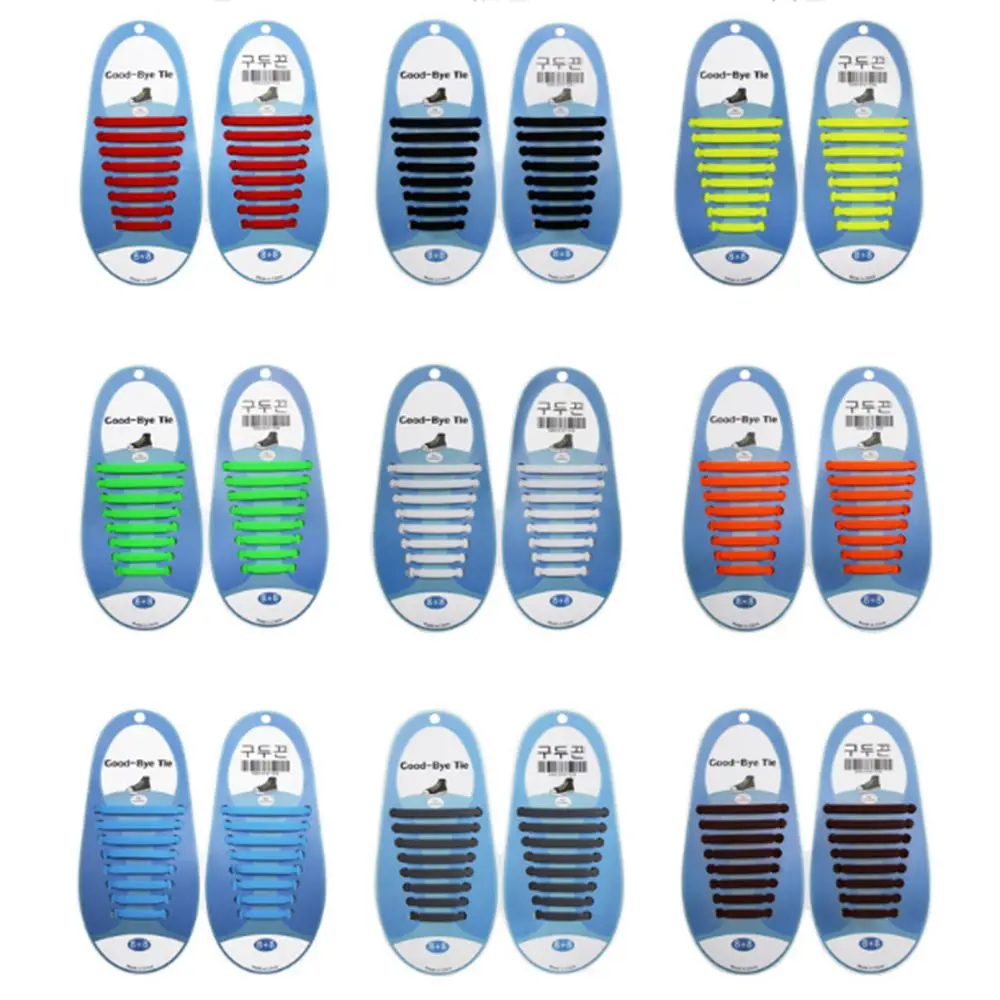 16 шт. эластичные силиконовые шнурки без галстука беговые кроссовки для обуви