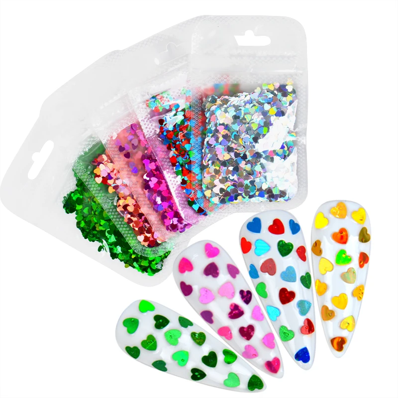 День Святого Валентина блеск для ногтей неоновые голографические блестки в