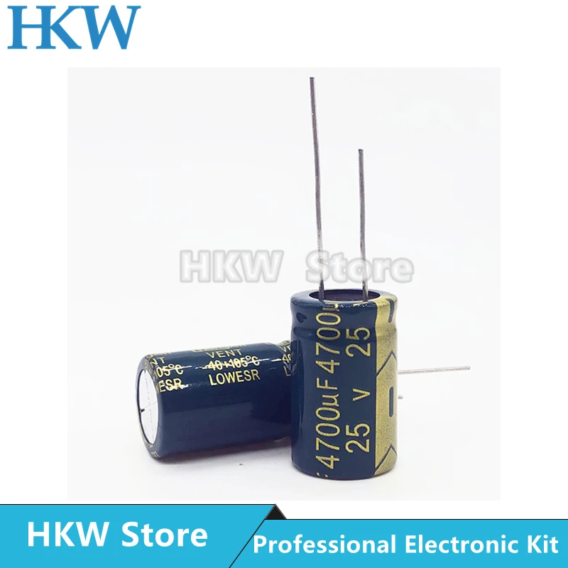 

5pcs/lot 4700UF 25V 16*25mm High Frequency Low ESR / Impedance Aluminum Electrolytic Capacitor 4700uf25V 16X25 20%