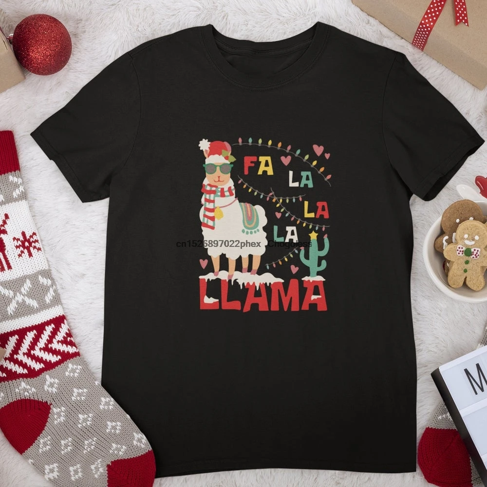 Рождественская футболка с ламой Fa la | Мужская одежда