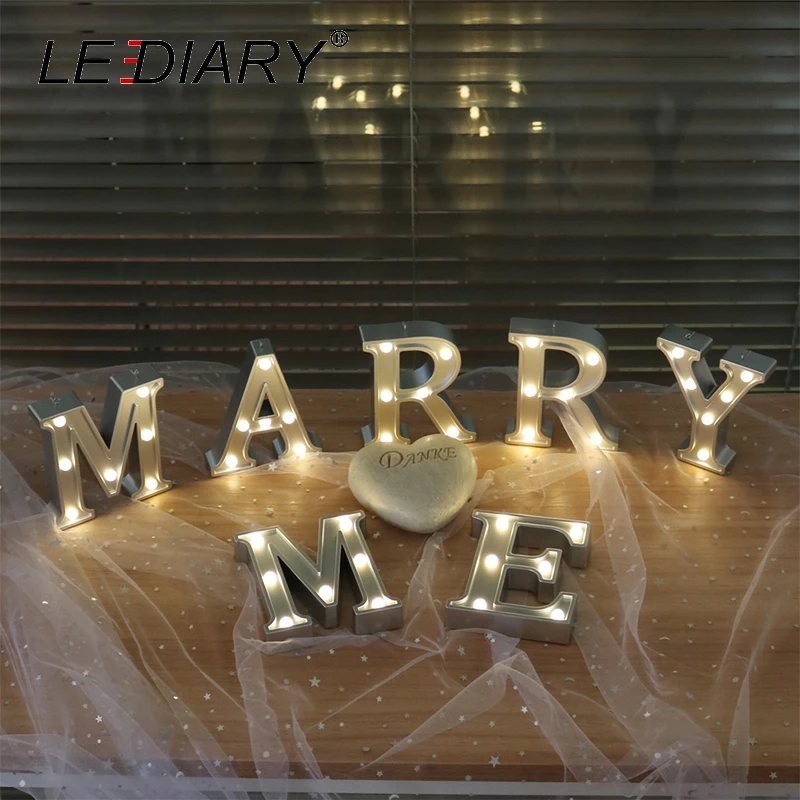 LEDIARY Алфавит праздничное освещение 26 букв украшение ночник Светодиодная