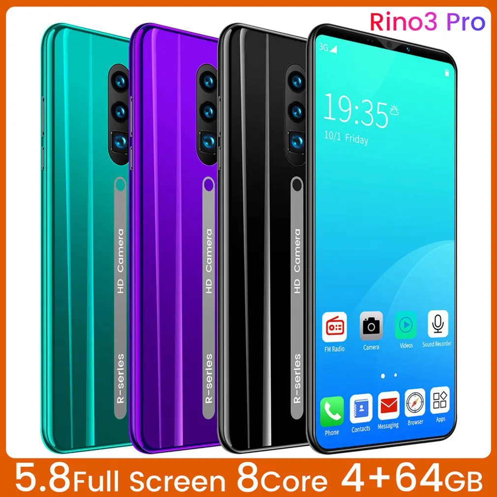 

Rino3 Pro 5.8 Inch Screen Android Phone Purple Water Drop Screen Smartphone Solid Color Mobile Phone Cool Shape Fashion