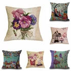 Винтажные подушки с цветами, Льняные декоративные подушки украшения для дома, декоративные подушки для дивана