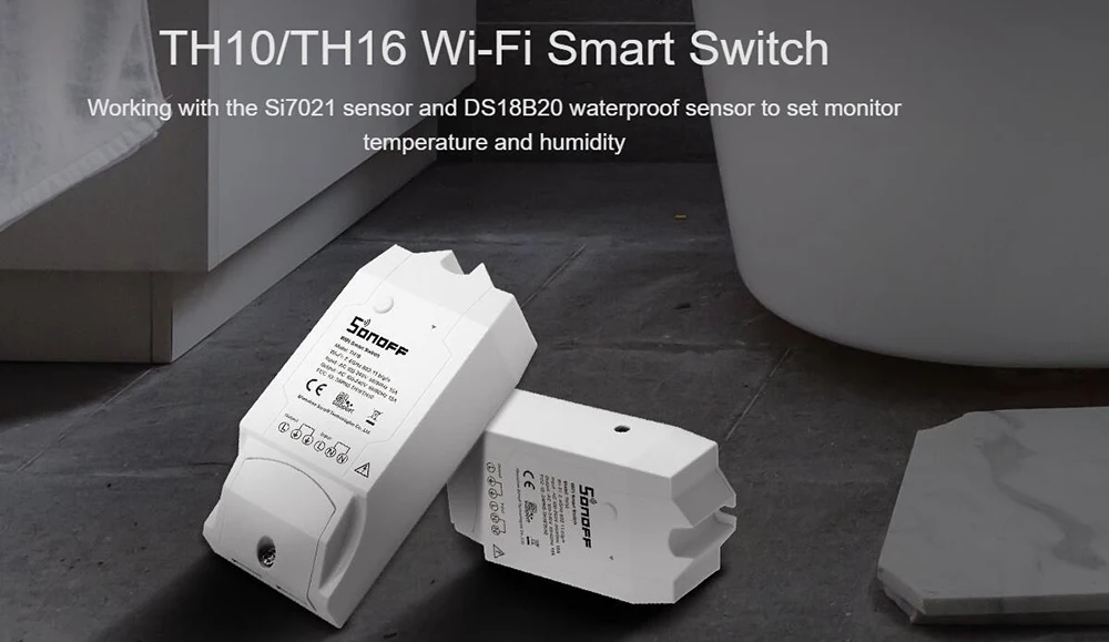 Sonoff Th16 Th10 переключатель контроля температуры и влажности WiFi термостат умный переключатель, модуль домашней автоматизации через Google Home