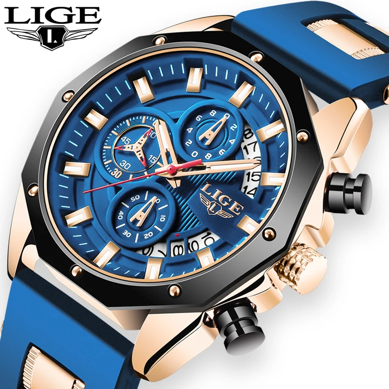 

LIGE 2021 New Fashion Men's Watch Top Brand Luxury Sport Quartz Watches For Men Auto Date Waterproof Chronograph Wristwatch Mens