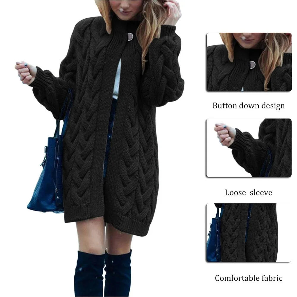 

Knitwear Woman Sweater Cardigans Solid Long Shirts Long Sleeve Casual Cold Female Sweater Coat Warm Coat Streetwear Veste Femme