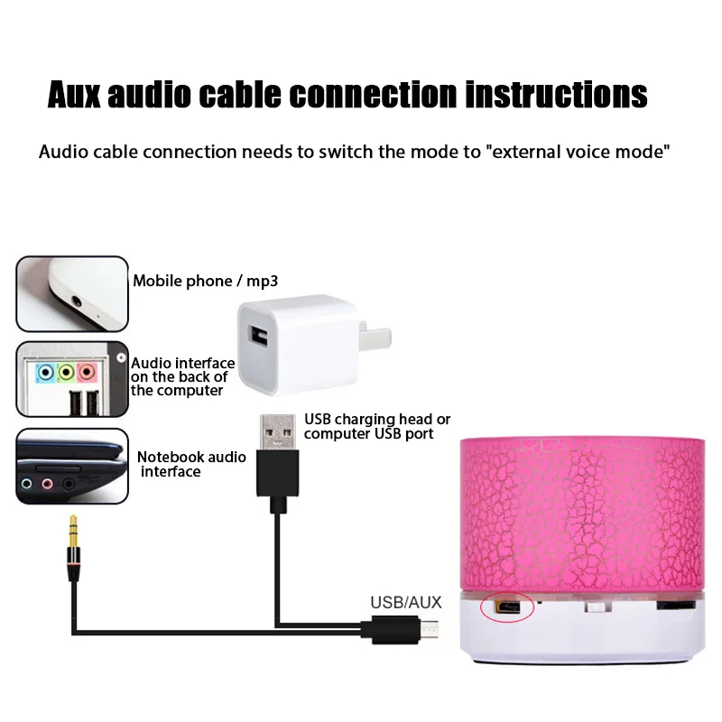 New Mini Universal Portable Bluetooth Speaker Wireless Sound Box Small Crack LED TF Card USB Stereo Subwoofer With Buttons | Электроника