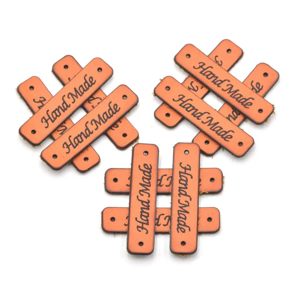 KALASO высокое качество 20 шт. оранжевые этикетки для одежды ручной работы кожаные