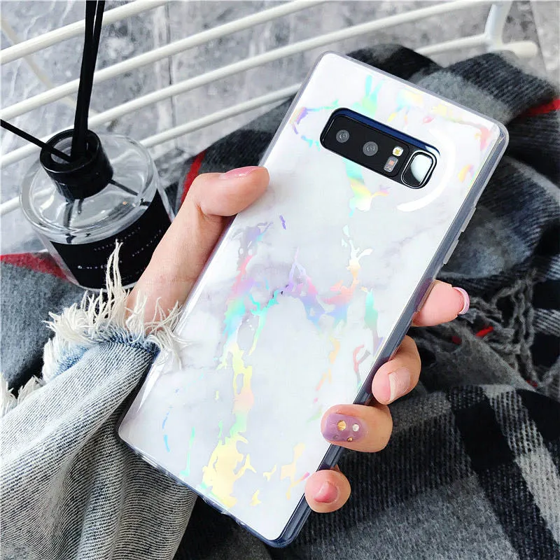 Роскошный Матовый лазерный цветной мраморный чехол для samsung Galaxy Note 10 Pro S10 S9 S8 Plus S10e Note 9 8 S7 Edge чехол Funda