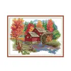 Картина для вышивки крестиком Joy Sunday, рисунок с изображением мельницы, круглая ткань 14ct 11ct, нити DMC, подсчитываемый холст для вышивания, набор для рукоделия