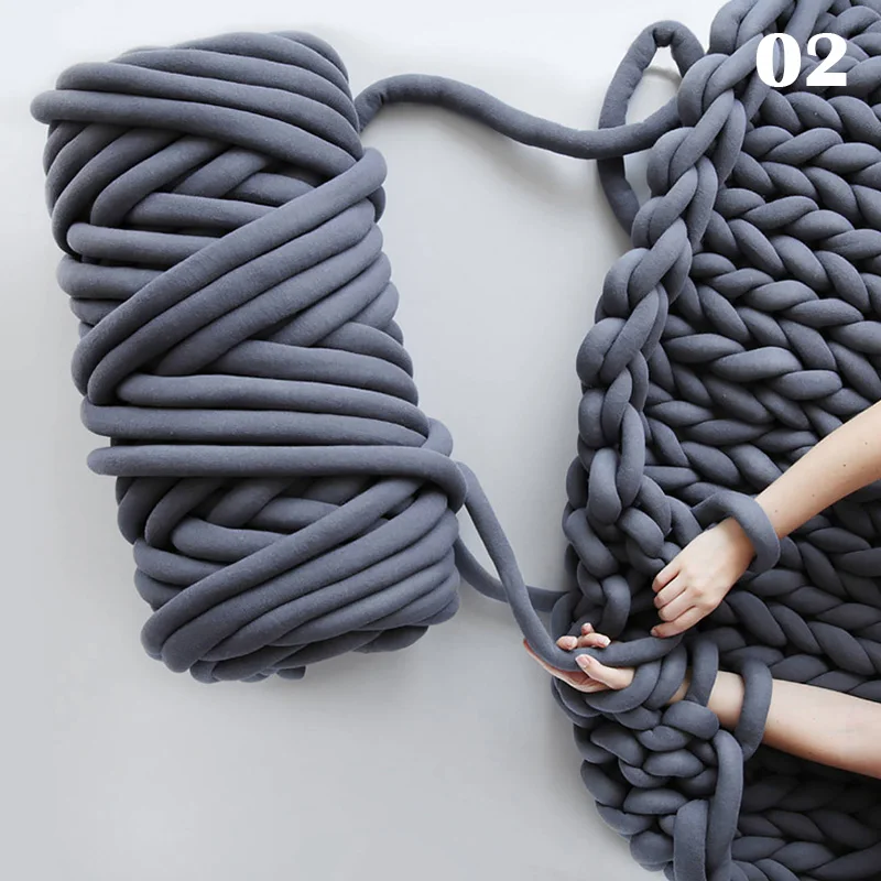 

500g/ Roll Super Thick Chunky Yarn Cotton Wool Tube Crochet Yarn Bulky Arm Roving Knitting DIY Hand Woven Thread Spin Blanket