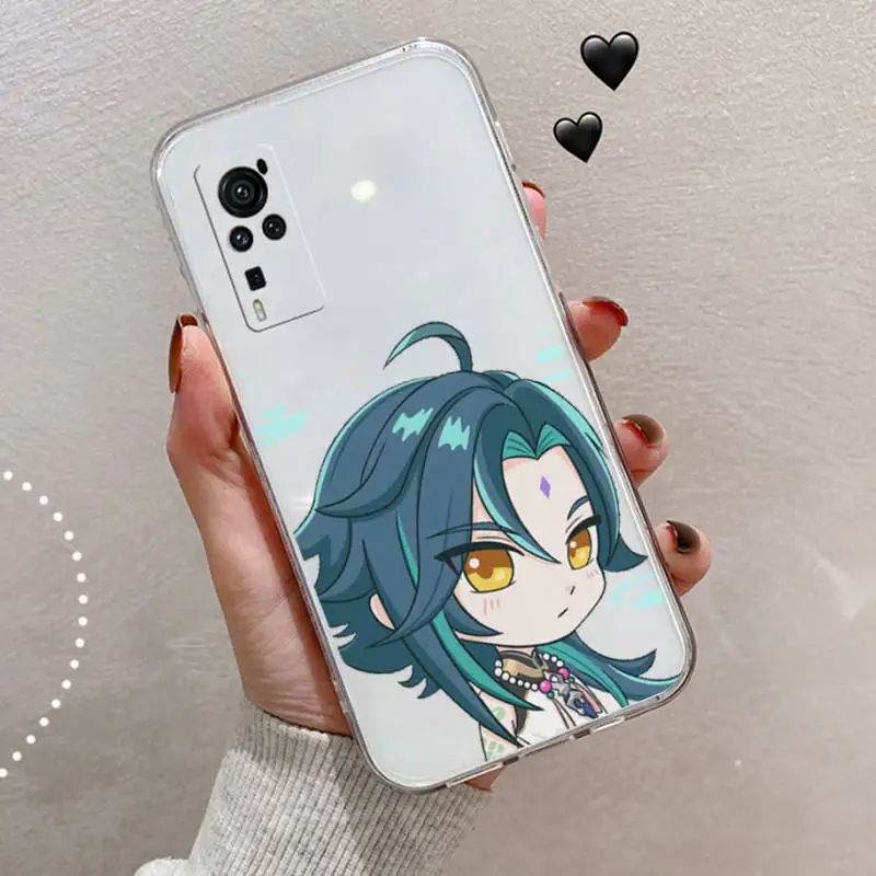 

Genshin impact game cute cartoon Phone Case Transparent for vivo X 50 60 30 21 27 20 7 9 i s pro plus