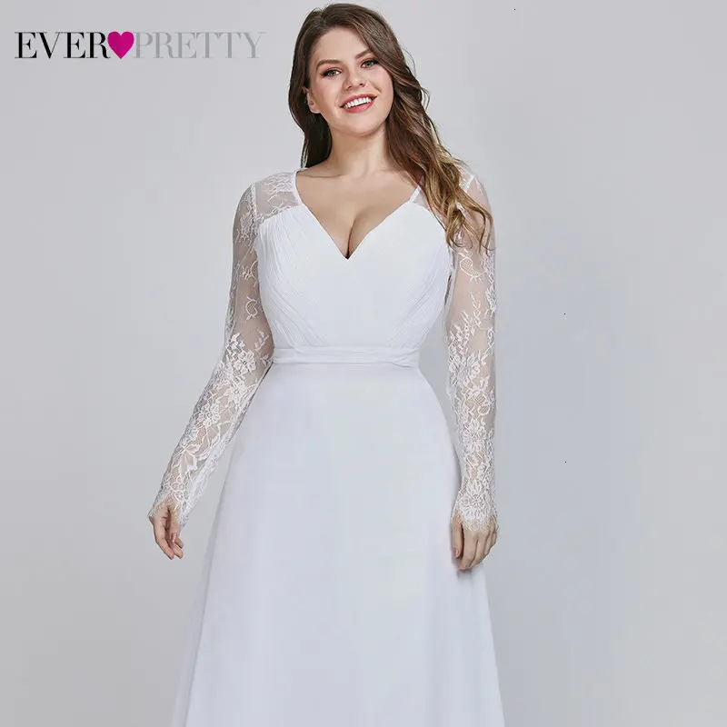 Женские кружевные вечерние платья Ever Pretty, вечерние наряды разных цветов, с V-образным вырезом, длинным рукавом, больших размеров, для выпускного вечера, вечеринки, EP08692, осень