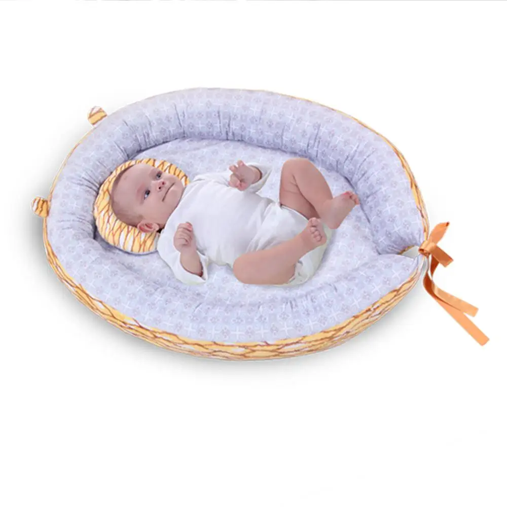 Портативная хлопковая детская кроватка гнездо с подушкой съемная и моющаяся для