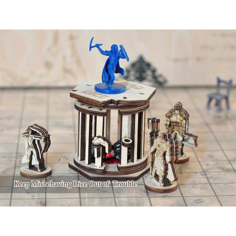 DND Dice CAIL Prison con juego de dados poli&eacute;dricos, jaula de madera para tus dados malos-5