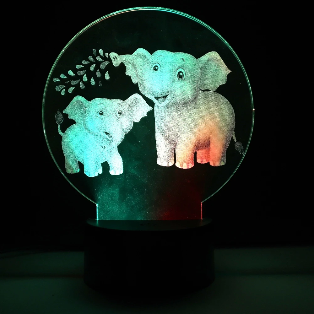 

Two elephants playing 3D Lamp White Cracked Base Acrylic Light Guide Plate Home Decoration for Children Festival Birthday Gifts