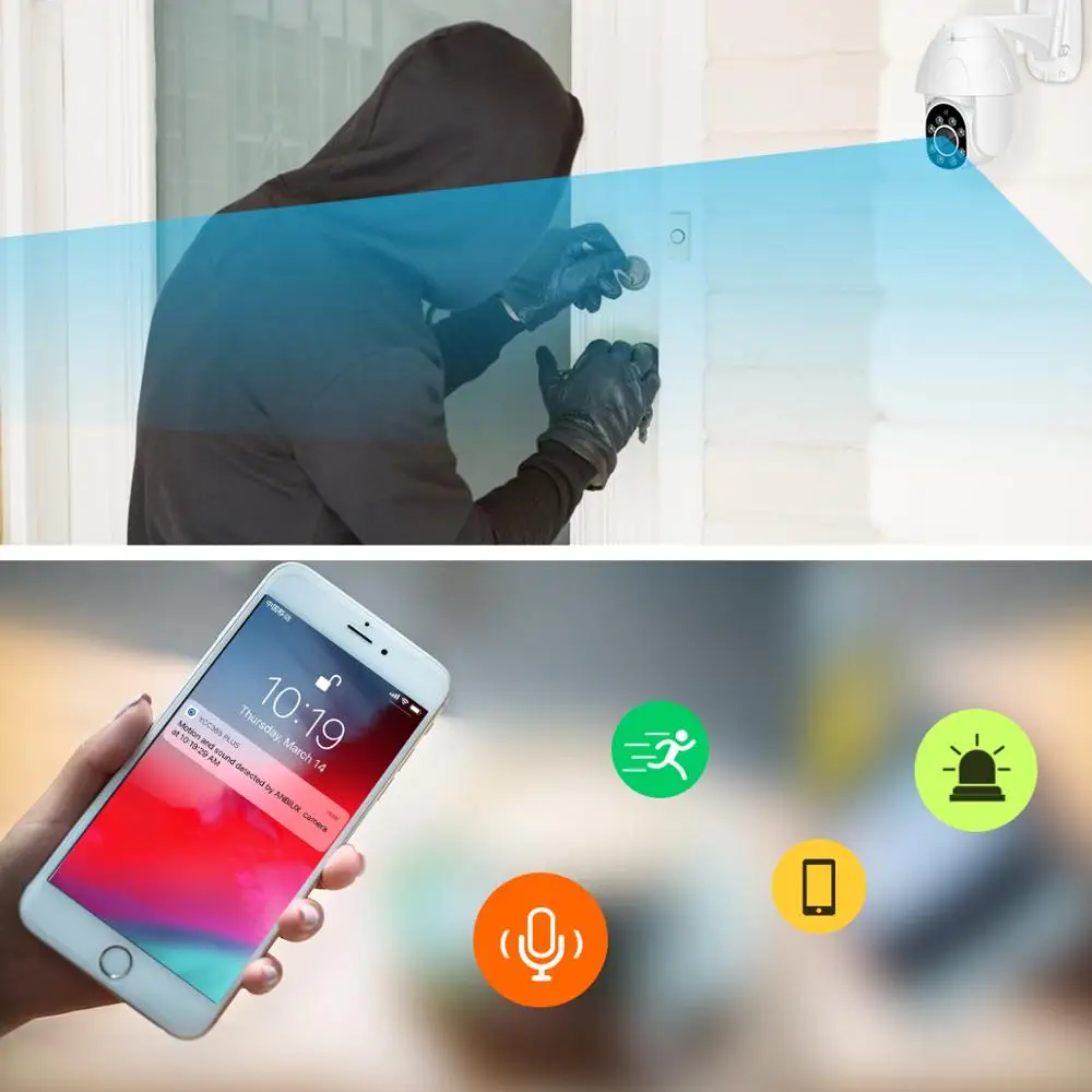 BESDER PTZ Wi-Fi Камера 2-мегапиксельная Автоматическое Слежение 4-кратный Цифровой Зум Скорость Купольная камера Облачное хранилище Водонепроницаемая Главная Безопасность IP-камера