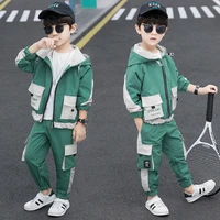with pocket spring autumn girls clothing suits%c2%a0coat pants 2pcsset pullover kids teenager outwear sport school high quality