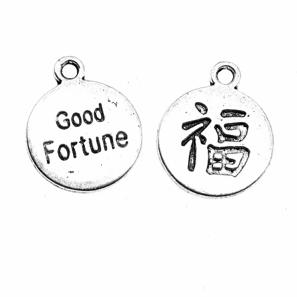 10pcs Chinese Good Luck Fu Charms Pendant For Jewlery Making 2 Colors Charm Fortune 18x15mm | Украшения и аксессуары