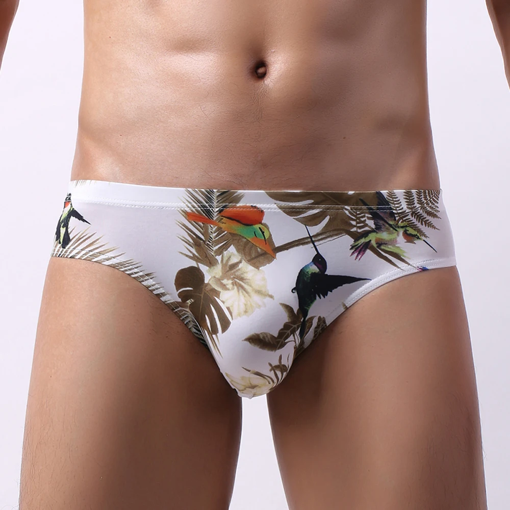 

Mens Ice Silk Seamless Boxer Pinted Brief Man Breathable Underwear Sexy Bikii Trunks Man Bulge Pouch Underpants Beach Panties