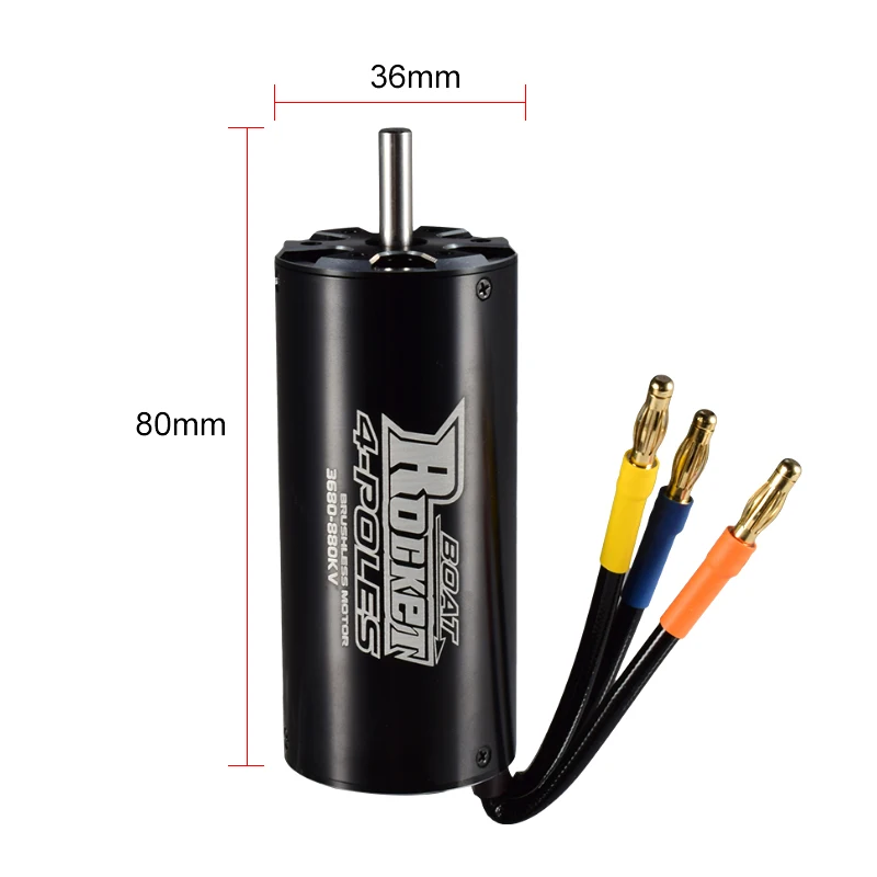 Rocket 3680 880KV 4 полюса 5 мм вал Диаметр бесщеточный двигатель для 800-1000mm RC лодка -