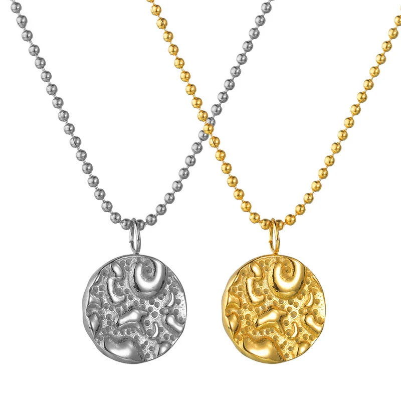 Крошечное круглое ожерелье с подвеской из нержавеющей стали золотое серебряное