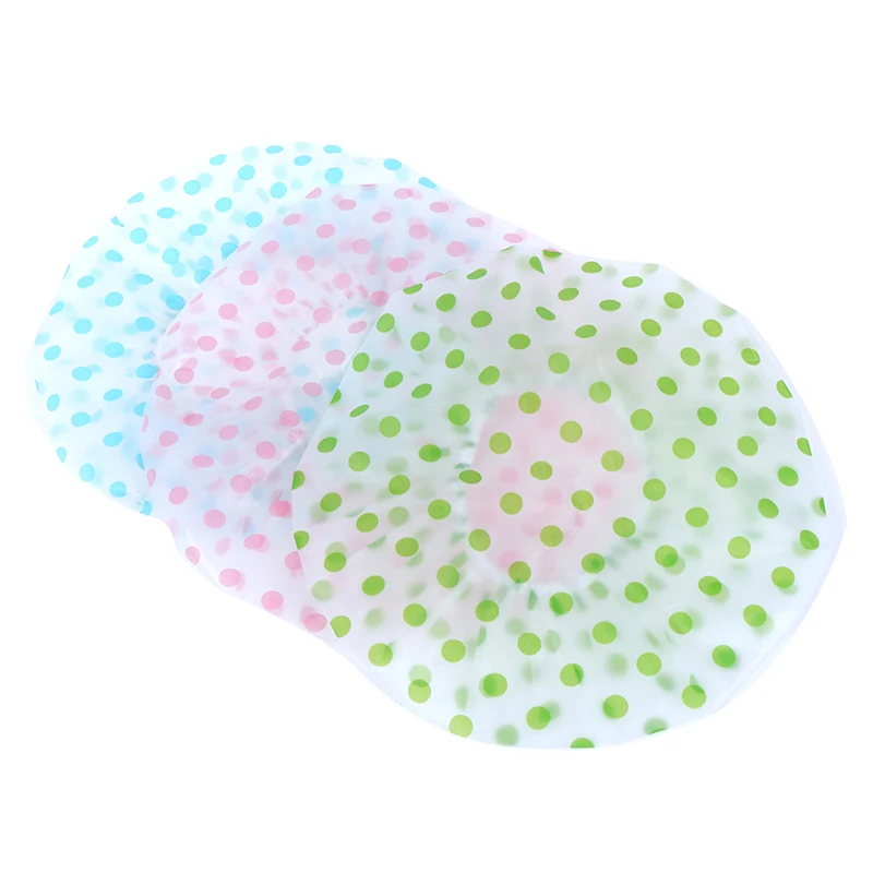 

1PC Dot Waterproof Shower Cap Thicken Elastic Bath Hat Bathing Cap For Women Hair Salon Bathroom Products 3 Color