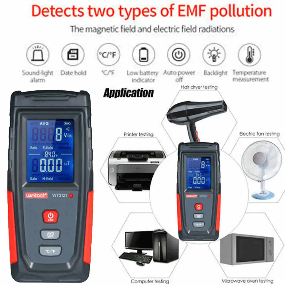ЖК цифровой EMF метр WT3121 детектор электромагнитного поля излучения