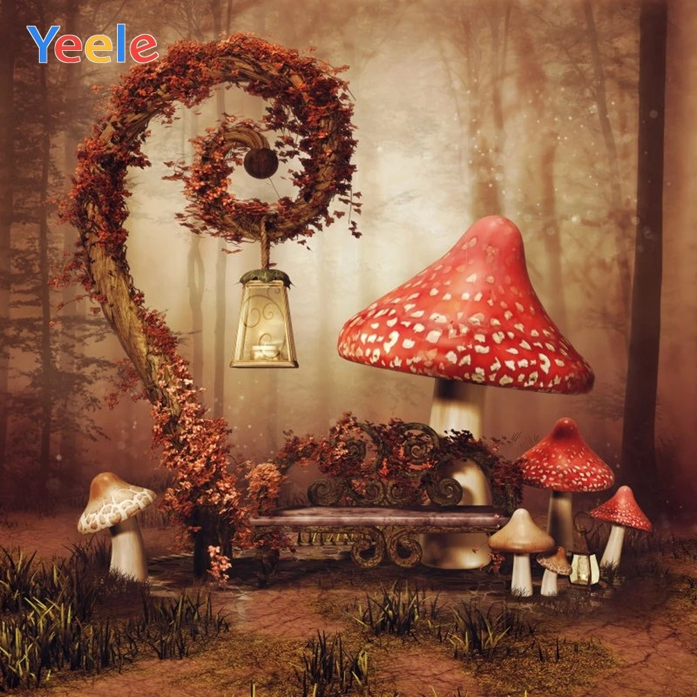 

Wonderland Backdrop Fairy Tale Forest Mushroom Princess Baby Shower Kids Birthday Party Photography Background For Photo Studio