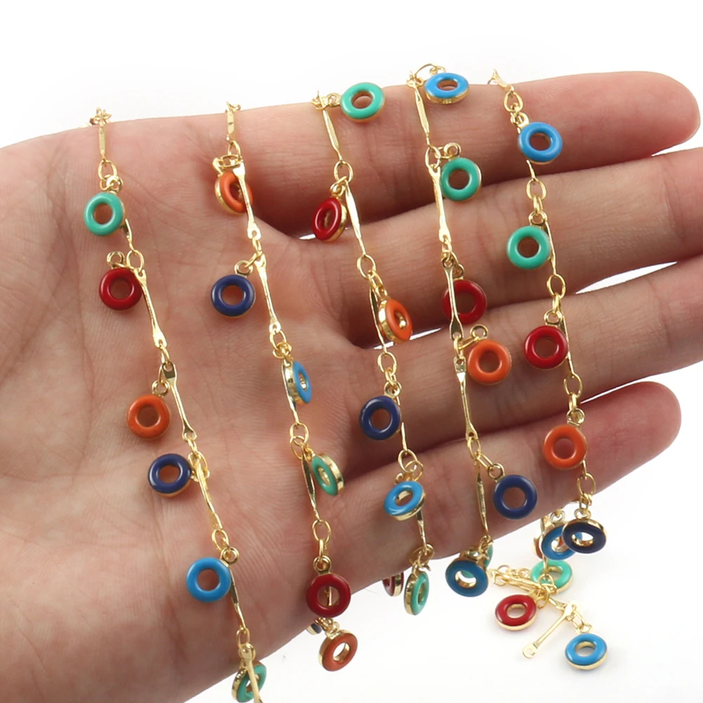 

1 Meter Gold Color Stainless Steel Multicolor Hollow Round Chains for Bracelets Necklace Ankles Jewelry Making DIY Accessories